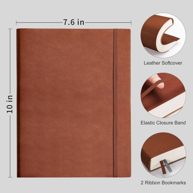 RETTACY Bullet Dotted Journal Notebook, 2-Pack, 192 Numbered Pages per Pack, B5 Medium Size (7.6'' Ã— 10''), Leather Softcover, 100 GSM Thick Paper, for Bullet Journaling (Black & Brown) - Image 2